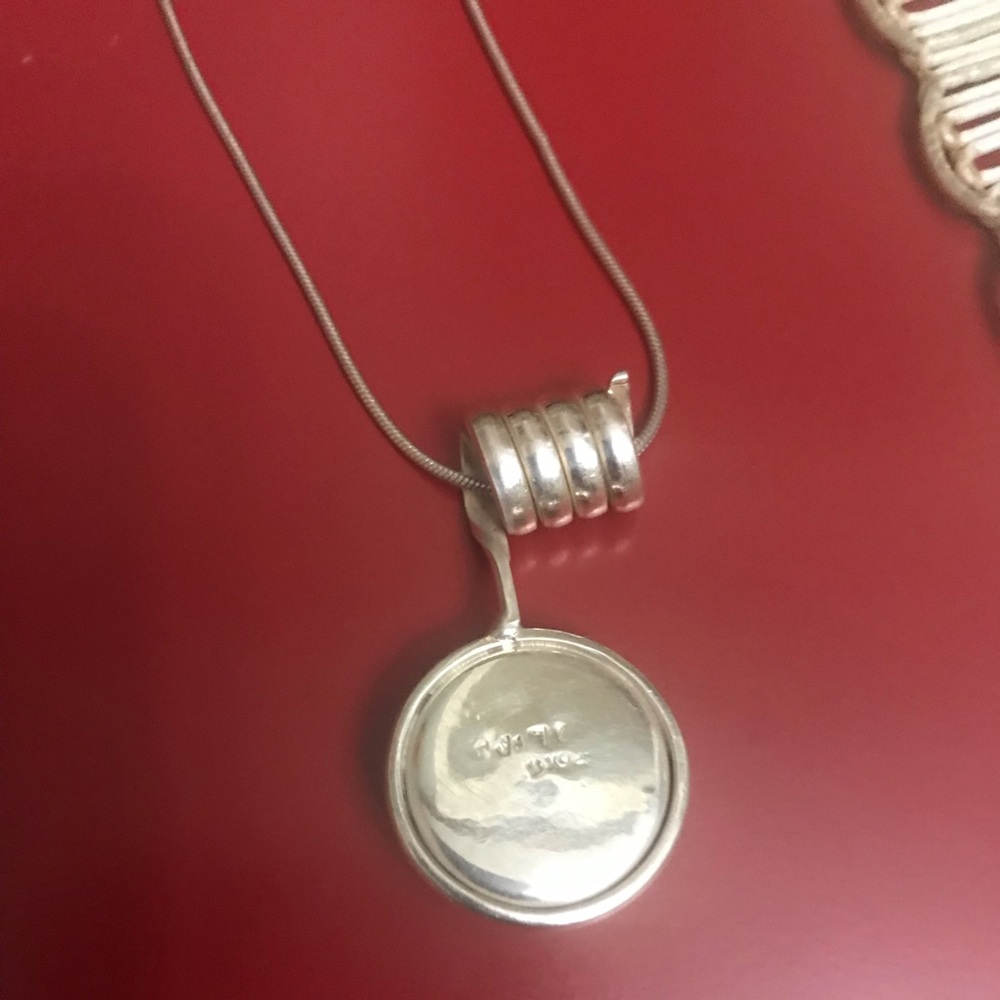 Silver 925 Round Brown Tiger Eye Pendant w/Chain! - Picture 3 of 6